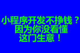 小程序开发不挣钱？因为你没看懂这门生意！