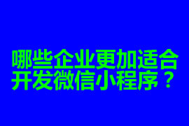 哪些企业更加适合开发微信小程序？